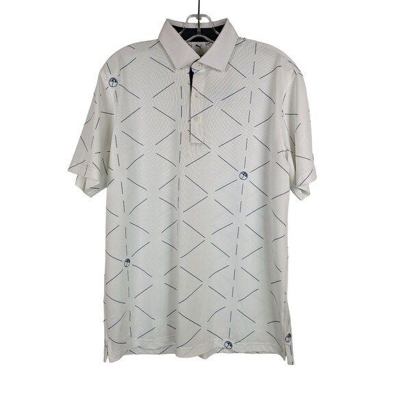 Arnold Palmer X Puma Geo Golf Polo Shirt Mens Medium Cloudspun White Blue - Picture 2 of 16